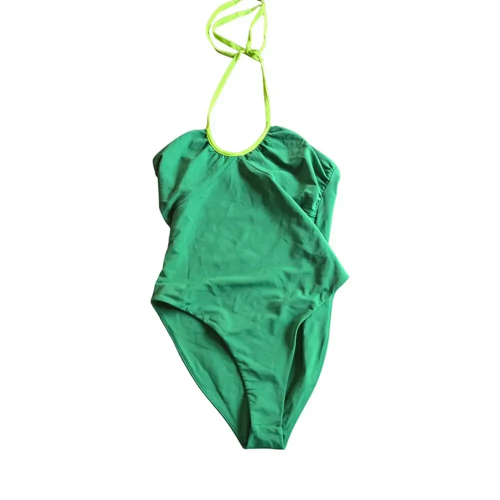 Lisa Says Gah Yasmine One-Piece Swimsuit in Verde/Green Lizard Size: L